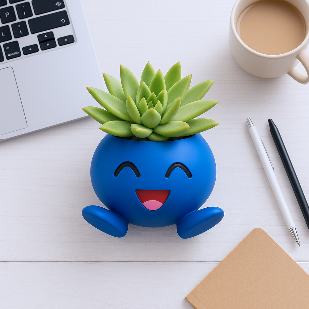 Oddish Pokemon Plant Pot 3.5'' - Anime Succulent Planter w/ Drainage Hole