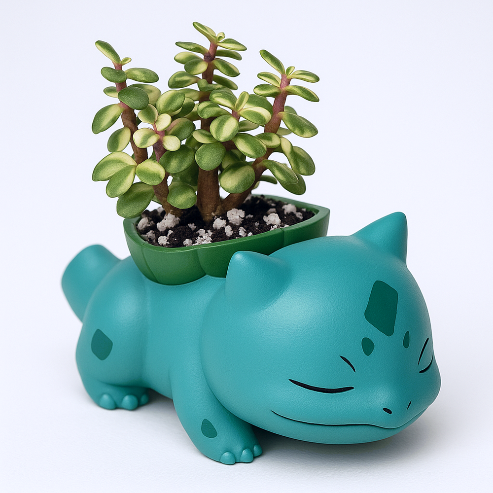 Sleepy Bulbasaur Pokemon Plant Pot 3'' - Mini Succulent Planter w/ Drainage Hole
