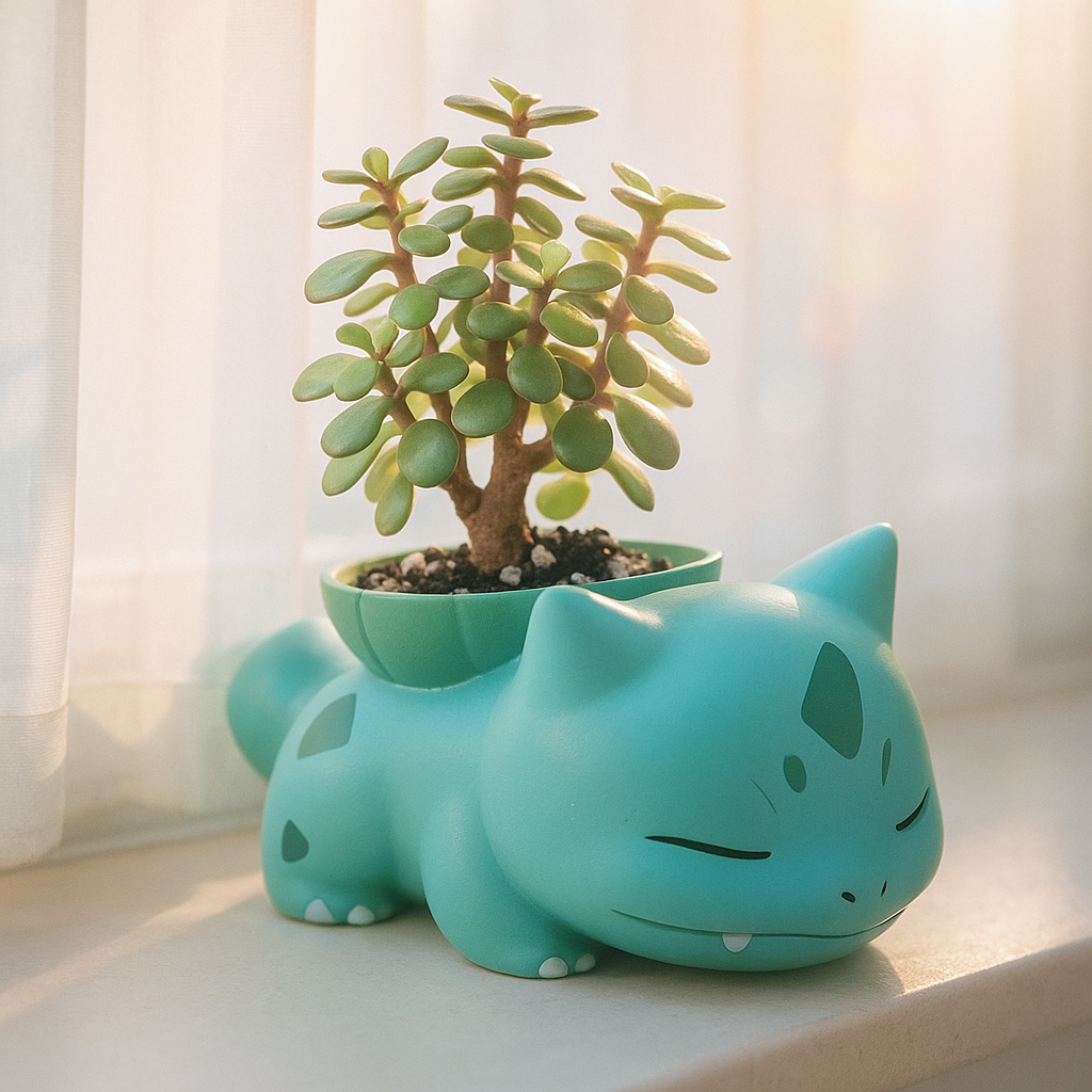 Sleepy Bulbasaur Pokemon Plant Pot 3'' - Mini Succulent Planter w/ Drainage Hole