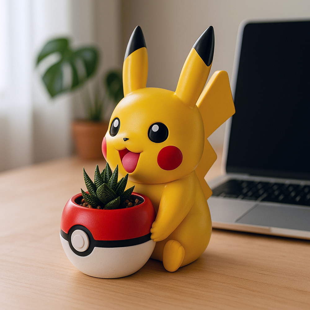 Pikachu Pokemon Plant Pot 5'' - Mini Succulent Planter w/ Drainage Hole