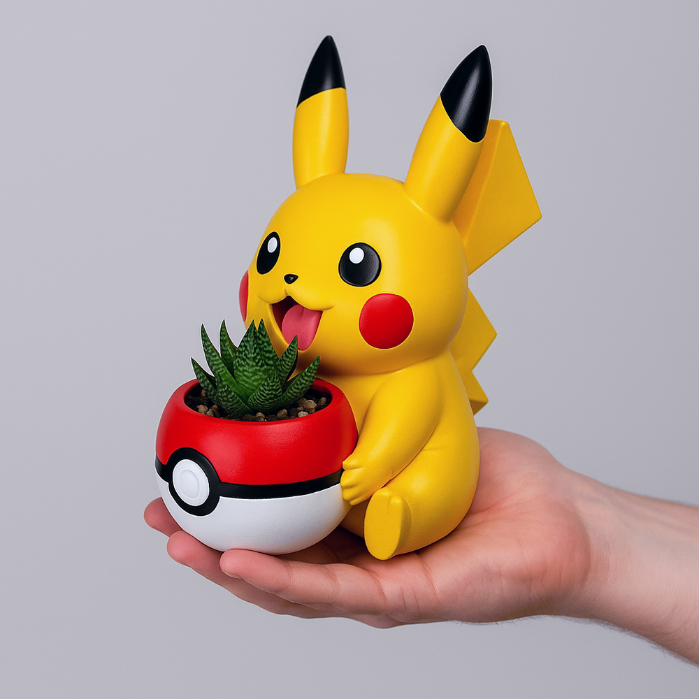 Pikachu Pokemon Plant Pot 5'' - Mini Succulent Planter w/ Drainage Hole