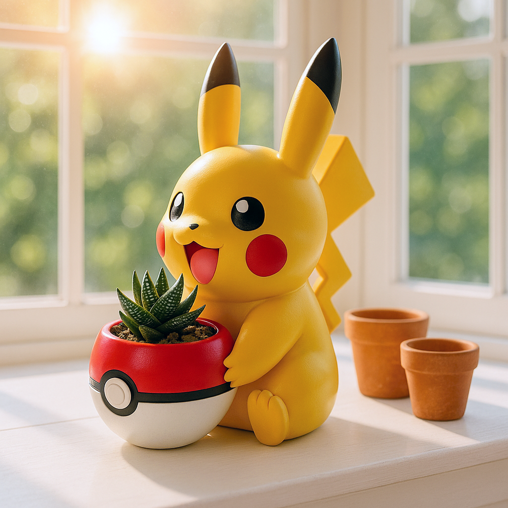 Pikachu Pokemon Plant Pot 5'' - Mini Succulent Planter w/ Drainage Hole