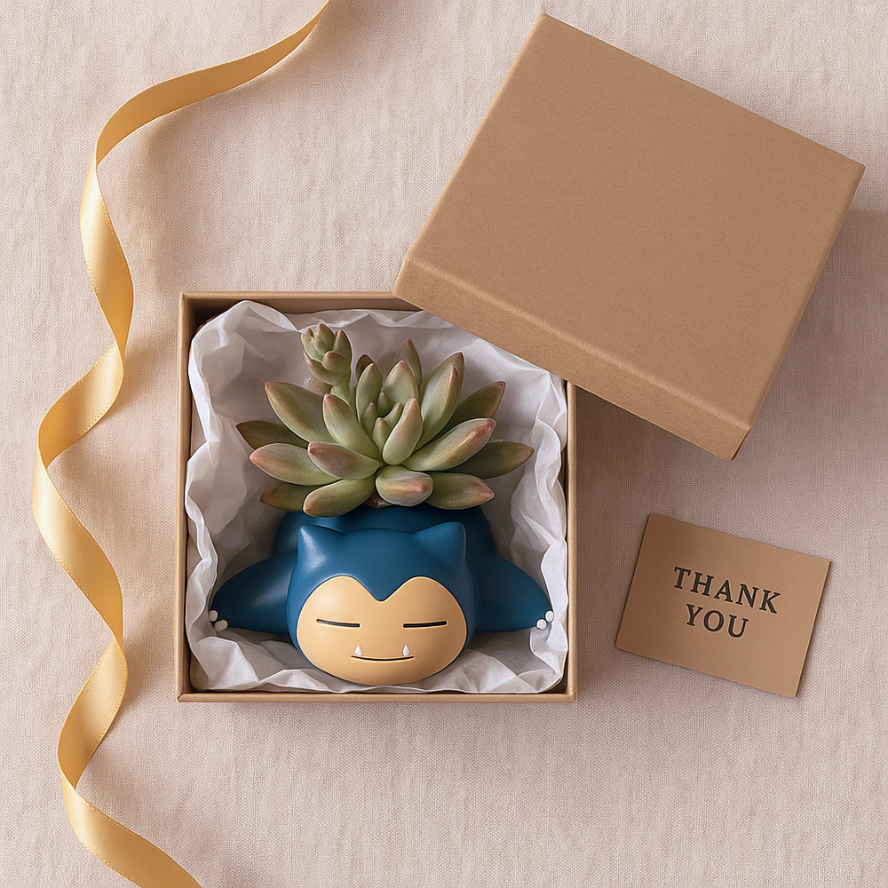 Snorlax Pokemon Planter Pot 2.5" - Mini Anime Planter Pot w/ Drainage Hole