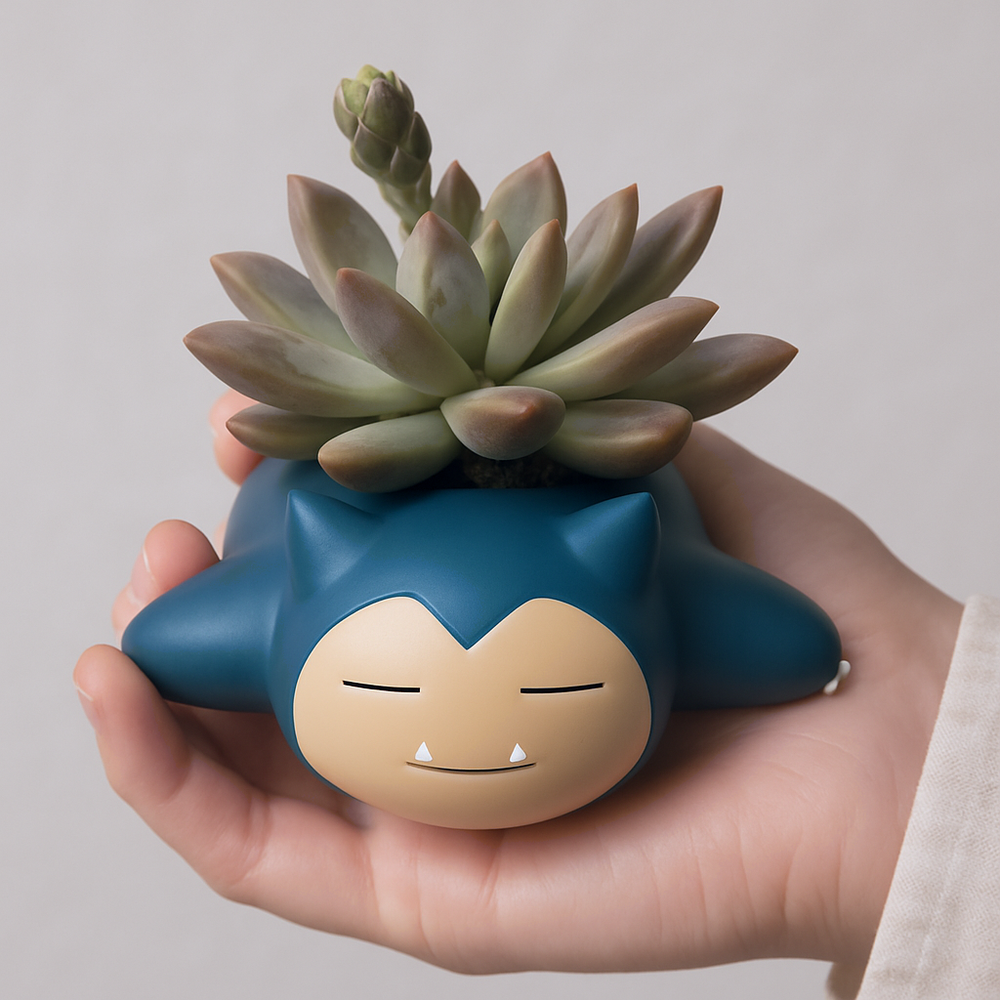 Snorlax Pokemon Planter Pot 2.5" - Mini Anime Planter Pot w/ Drainage Hole