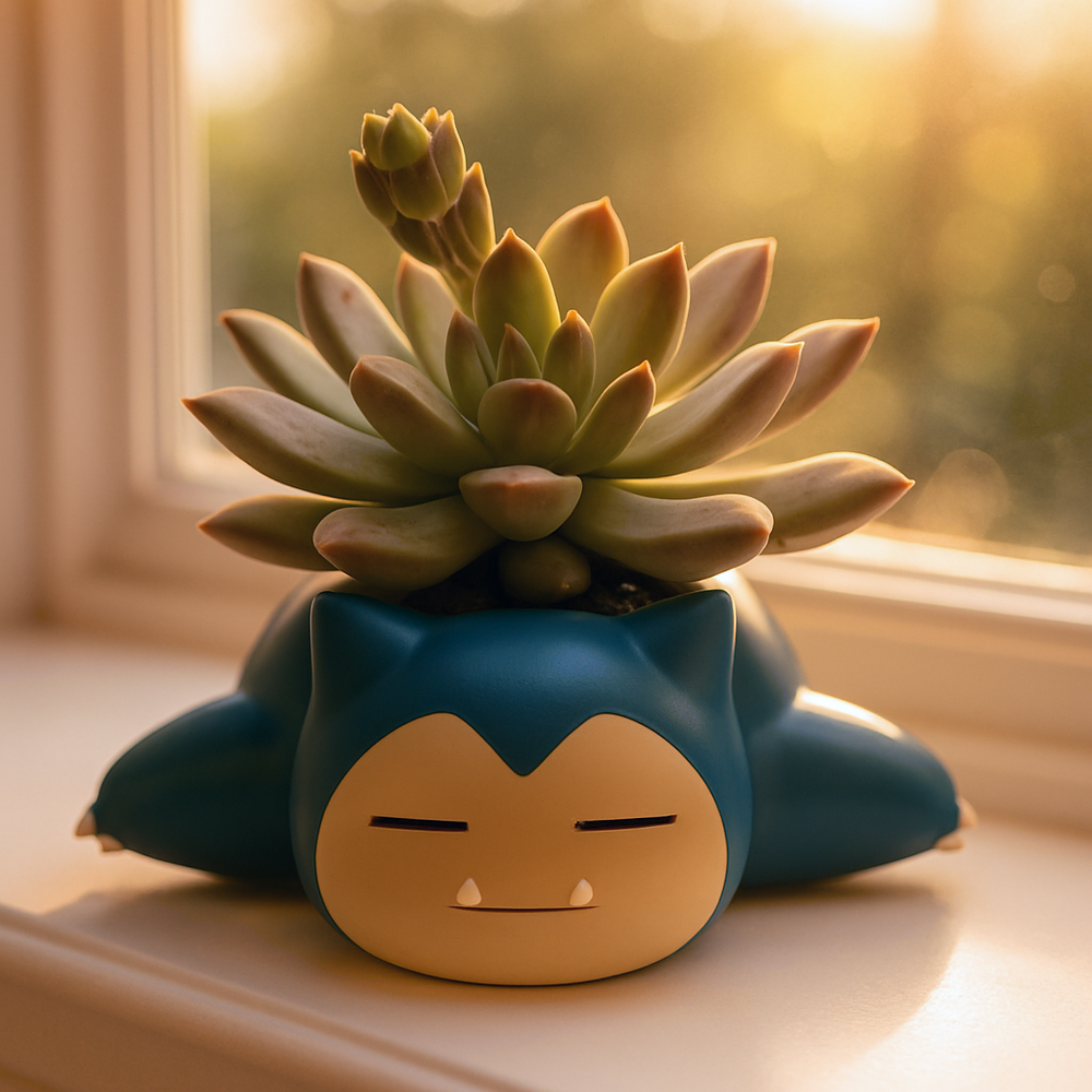 Snorlax Pokemon Planter Pot 2.5" - Mini Anime Planter Pot w/ Drainage Hole