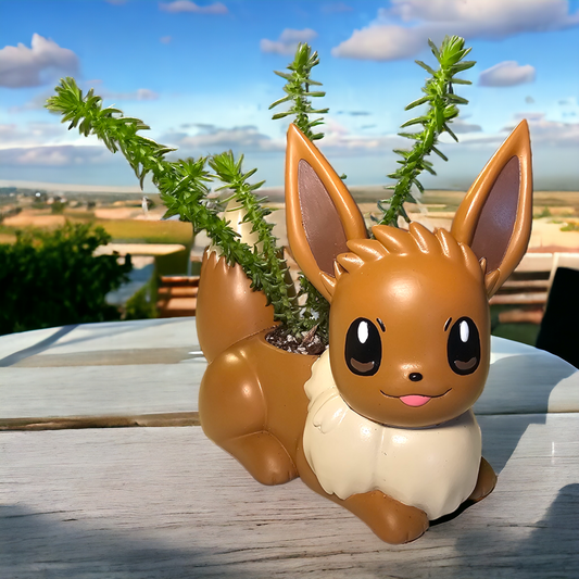 Eevee Pokemon Plant Pot – 4 Inch Tall | Cute Anime Succulent Planter with Drainage Hole