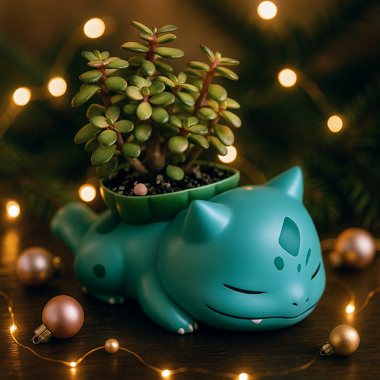 Sleepy Bulbasaur Pokemon Plant Pot 3'' - Mini Succulent Planter w/ Drainage Hole