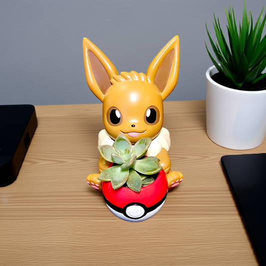 Eevee Pokemon Plant Pot 5'' - Mini Succulent Planter For Office Desk, Home Decor, Garden