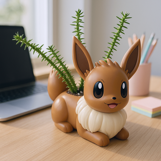 Eevee Pokemon Plant Pot 4'' - Anime Succulent Planter w/ Drainage Hole