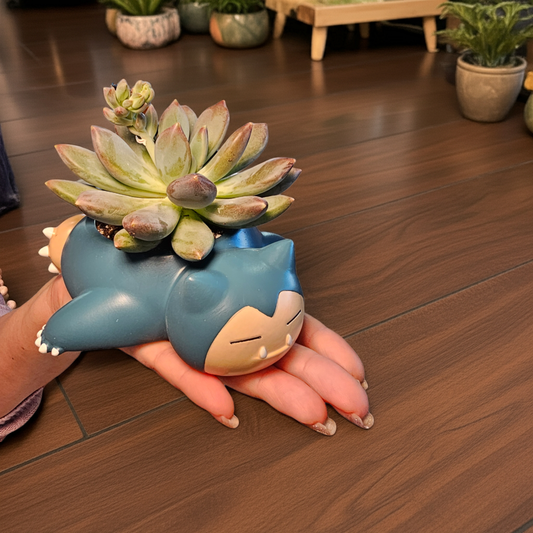 Snorlax Pokemon Planter Pot 2.5" Tall - Mini Anime Theme Desktop Planter with Drainage Hole